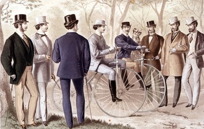 自転車に乗る。エングレーヴィング。1870. 作： Unknown artist