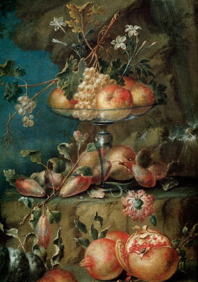 風景の中の鳥と果物（絵画の細部 作： Unknown artist