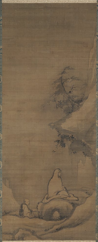 崖に向かって瞑想する菩提達磨 作： Unknown artist