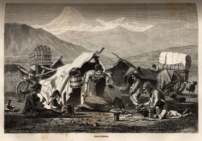 ボヘミアン・キャンプEdouard Charton編集の "Le tour du monde, nouveau journal des voyages "に掲載された1864-1865年のBasile Vereschaguineによるコーカサス地方での航海を説明するためのエングレーヴィング。 作： Unknown artist