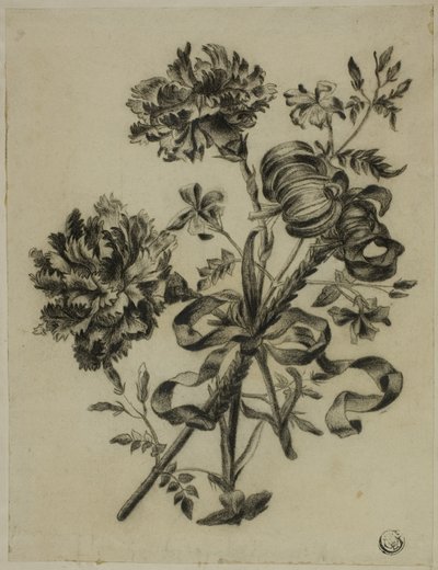 カーネーションとユリの花束 作： Unknown artist