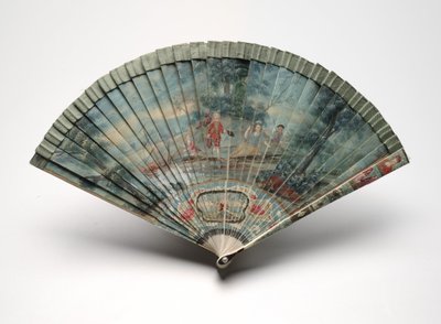 風景の中の2組のカップルのシーンを持つブリセファン、c.1700-25 作： Unknown artist