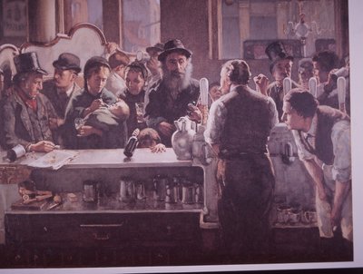 ドリンクを提供するブリティッシュパブ（カラーリトグラフ 作： Unknown artist