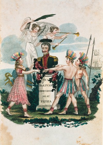 ベネズエラの軍事的英雄で政治家のシモン・ボリーバルの胸像（カラー彫刻 作： Unknown artist