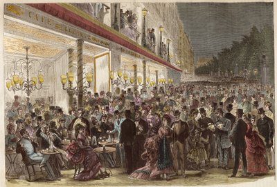 1869年夏の夜のグラン・ブールヴァールのカフェ - パリ - 夏の夜のグラン・ブールヴァールのカフェ - 1869年 作： Unknown artist