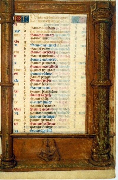 ジェモーのカレンダーとサイン - 中世のミニチュア（Ref.135, 003r）。トゥールーズ市立図書館（tel: 05 62 27 66 66）に許可を求める。 作： Unknown artist