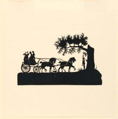 馬車とシルエットの馬 作： Unknown artist