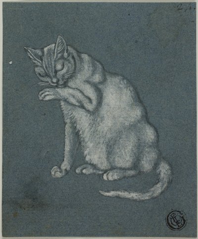 猫の足を舐める 作： Unknown artist