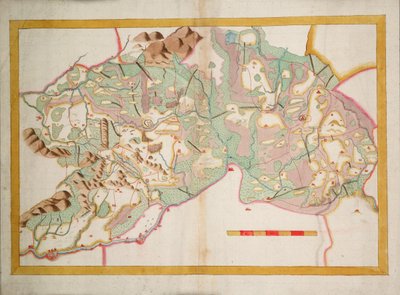 アイルランド、ライクスとオファリーの海図、1590年頃（紙、リネン） 作： Unknown artist
