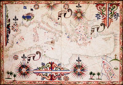 地中海、黒海、カスピ海の海図、1620年頃（写本） 作： Unknown artist