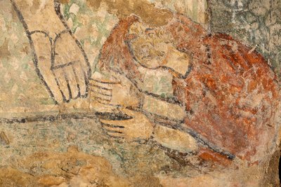 マグダラの女を足元に置いて祝福するキリスト、詳細 作： Unknown artist