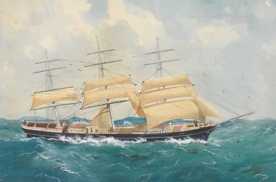 荒海に浮かぶクリッパー船「ダルワール号 作： Unknown artist
