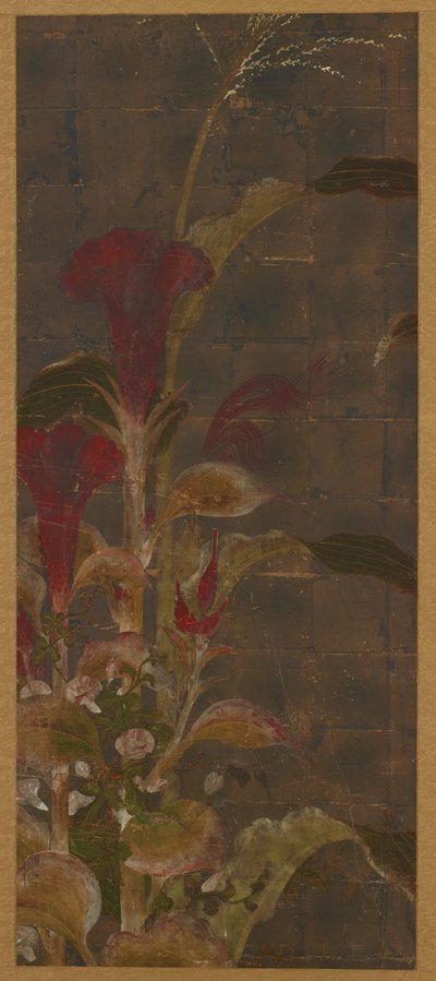 鶏頭、トウモロコシ、朝顔 作： Unknown artist