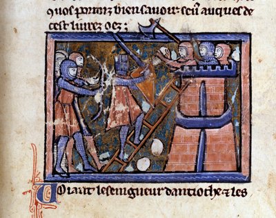 十字軍（おそらく第1回）：十字軍によるエルサレムの占領。タイアのウィリアム（1128-1186年頃）の手稿からのミニチュア 作： Unknown artist