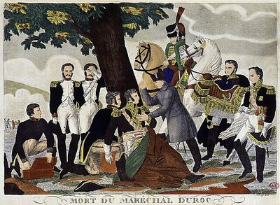 1813年のフリウリ公爵デュロック元帥の死（バウツェンで致命的な傷を負う）ナポレオン1世とムラットの援助を受ける。 作： Unknown artist