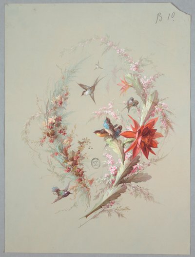 壁紙とテキスタイルのデザイン: 花と鳥 作： Unknown artist