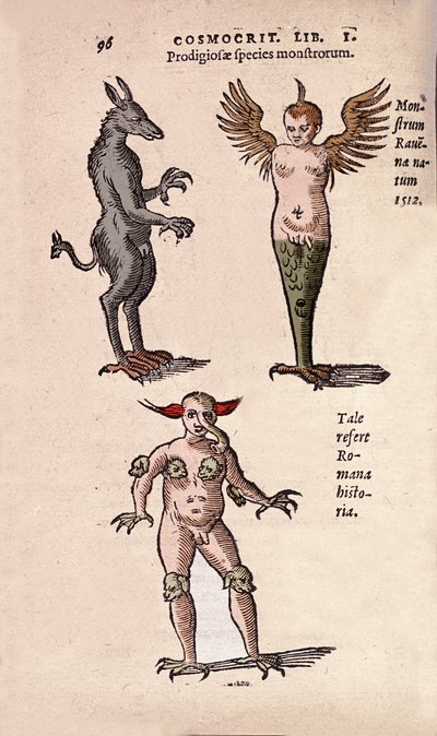 クラクフとラヴェンナの様々なモンスターと幻想的な生物 Cornelio Gemmaの "De Natura Divini Caracterismis "より引用 作： Unknown artist