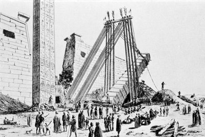 1829年、ルクソールのオベリスクの変位。 作： Unknown artist