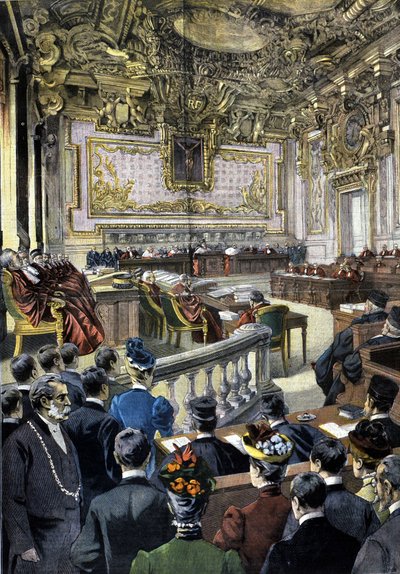 ドレフュス事件。カサオン裁判所は裁判の見直しを命じた。1899. 作： Unknown artist