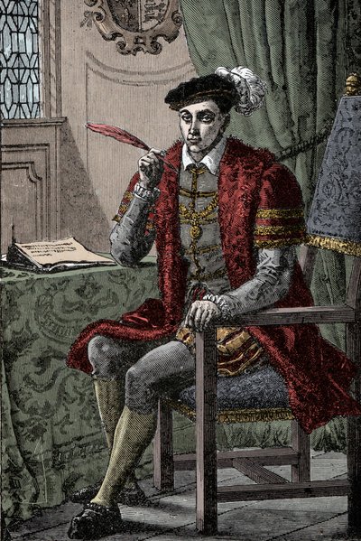日記を書くエドワード6世 - King Edward VI (1537-1553) writing his Journal 作： Unknown artist
