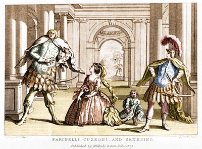 ファリネッリ（Carlo Broschi, dit; 1705 - 1782）は、ソプラノのクッツォーニと去勢されたフランチェスコ・ベルナルド・セネジーノ（1680 - 1750）と一緒に、ジョージ・フレデリック・ヘンデル（Georg Friedrich Handel）のオペラで 作： Unknown artist