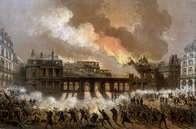 1871年5月24日の王宮の火災 - リトグラフ、19世紀後半 作： Unknown artist
