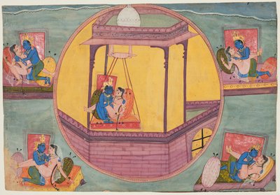 Bikaner Bhagavata Purana からのクリシュナの愛を作る 5 つのポーズ 作： Unknown artist
