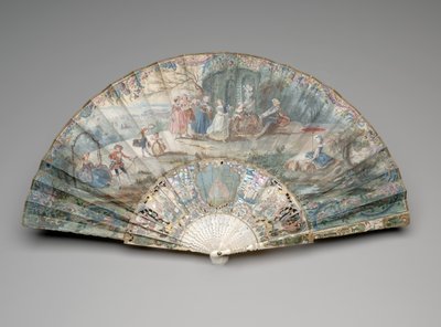 牧歌的なシーンの扇子、c.1740s-50s 作： Unknown artist