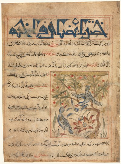 アブ・サイード・ウバイド・アッラー・イブン・ジブレイル・イブン・バクティシュ（1058–68年没）によるペルシャのマナフィ・アル・ハヤワン（動物の利益）のフォリオ（右） 作： Unknown artist