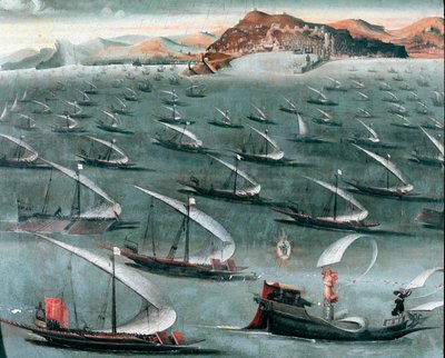 ジェノバの町を離れたフランス艦隊（画 作： Unknown artist