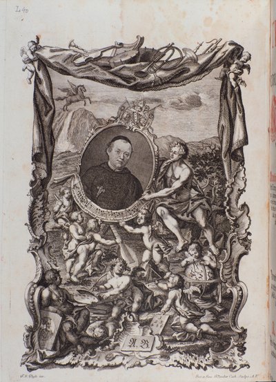 Meinrad Spiessによる『Tractatus musicus』作品のポートレートが描かれた正面図 作： Unknown artist