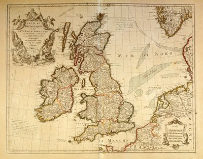 イングランドとアイルランドの地理的な地図です。アトラス：G.デリスル 作： Unknown artist