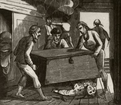 ゴードンと仲間がフランス人船長を大胸筋で圧迫して死なせた」1836年頃 作： Unknown artist