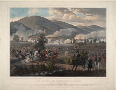 ナポレオン戦争：1813年8月30日、ボヘミア（チェコ共和国）のクルムの戦い - 1813年8月29日、クルムの戦いにおけるロシア救命士連隊 - 匿名 - 1813年頃 - カラーリトグラフ - 59x75,6 - 個人蔵 作： Unknown artist