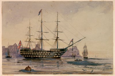 HMSビクトリー、ポーツマス港、1858年10月24日 作： Unknown artist