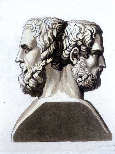 ヘロドトス（紀元前484年～紀元前425年）、ギリシャの歴史家、トゥキサイド（紀元前465年頃～紀元前395年）。 作： Unknown artist