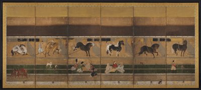 厩舎の馬と花婿 作： Unknown artist