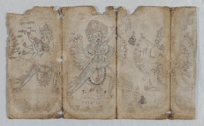 図像図：Vajravarahi を伴う Chakrashamvara、Nairatmya を伴う Hevajra、および Yamantaka (裏面) 作： Unknown artist