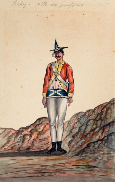 インドの将校、ベンガル軍、1805年頃 作： Unknown artist