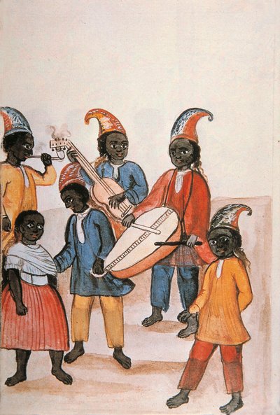 トルヒーヨ司教バルタサル・マルティネス・コンパニオン・イ・ブジャンダ（1782-1785）の著書「トルヒーヨ・デル・ペルー」（Códice Martínez Compañón）に登場するインディアン・ダンス。 作： Unknown artist