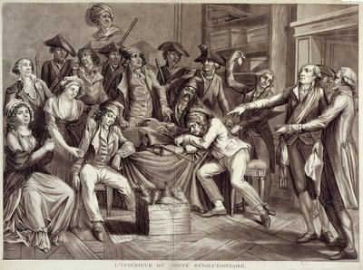革命委員会の内部。18世紀のエングレーヴィング。パリ、カルナヴァレ美術館 作： Unknown artist