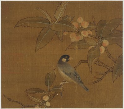 ベリーの枝にとまる文鳥 作： Unknown artist