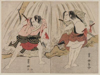 七代目片岡仁左衛門と三代目市川八百造の滝の対決 作： Unknown artist
