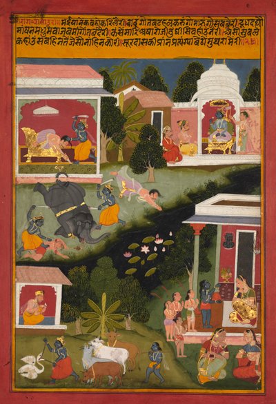 Surdas of Sursagar の悪魔の駆逐艦としてのクリシュナ 作： Unknown artist