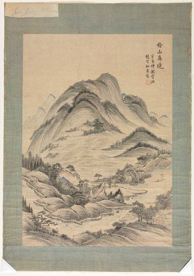 小川と山のある風景 作： Unknown artist