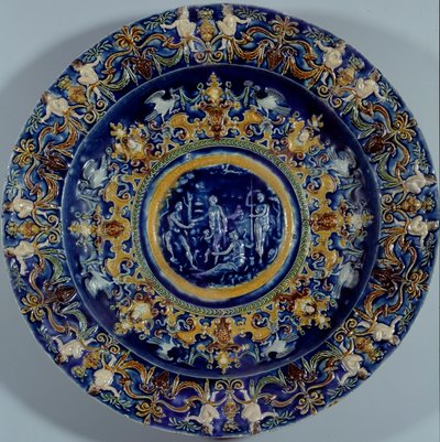 パリの審判」を表現したポリクローム・ファイエンス製の大皿1550-1600 作： Unknown artist