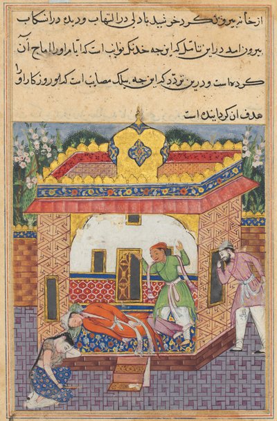 兄を殺害したラティフは、トゥティナマ (オウムの物語) からクルシッドの行為を誤って告発する: 32 夜 作： Unknown artist