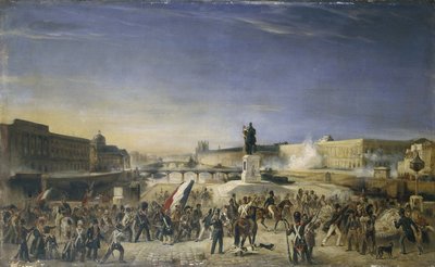 ルーヴル美術館襲撃、1830年7月29日、ポン＝ヌフの眺め、1830年（油彩・カンヴァス） 作： Unknown artist