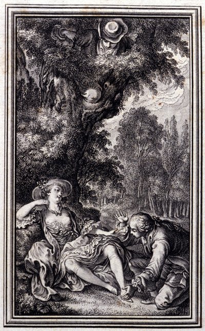 子牛を失った村人-Jean La Fontaineの「詩による物語と短編」の中で。1762. 作： Unknown artist