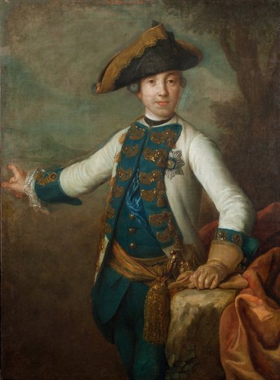 Le tsar Pierre III de Russie - ロシアの皇帝ピョートル3世（1728-1762）の肖像、匿名 .キャンバスに油彩、1760年代初頭モスクワ、国立歴史博物館 作： Unknown artist